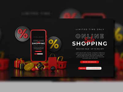 3d render of online shop special offer with smartphone mockup mockup