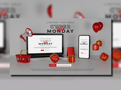 laptop and phone mockup cyber monday concept for promotion holiday