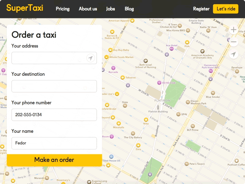 Taxi order animation
