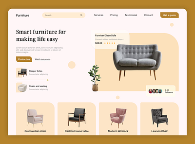 Furniture website home page design ui website