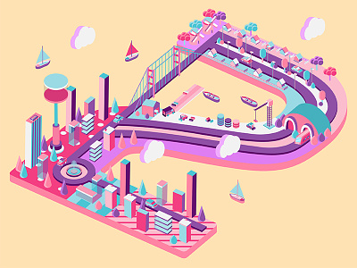 Isometric Dribbble Invite 3d boat city community dribbble invites invite invites isometric isometric city number two skyline train