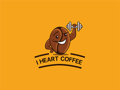 Iheartcoffee V2.1 branding character coffee coffee bean fitness fun gym logo love strong t shirt workout