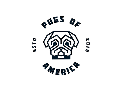 Pug Dog cute dog dog logo geometry lines logo love pug pug logo symmetric t shirt