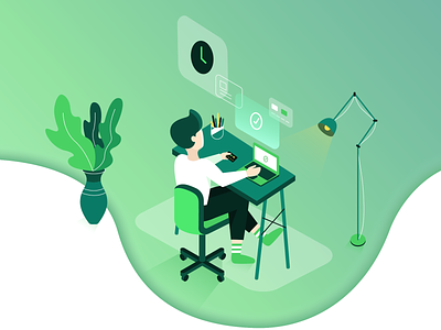 Payments Illustration 3d boy chair charts clock credit card flower home hotel hotel website hotels illustration isometric lamp laptop money pay payment startup technology