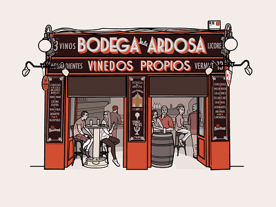 Bodega de la Ardosa - Madrid Places bar bodega food illustration madrid places restaurant spain vector