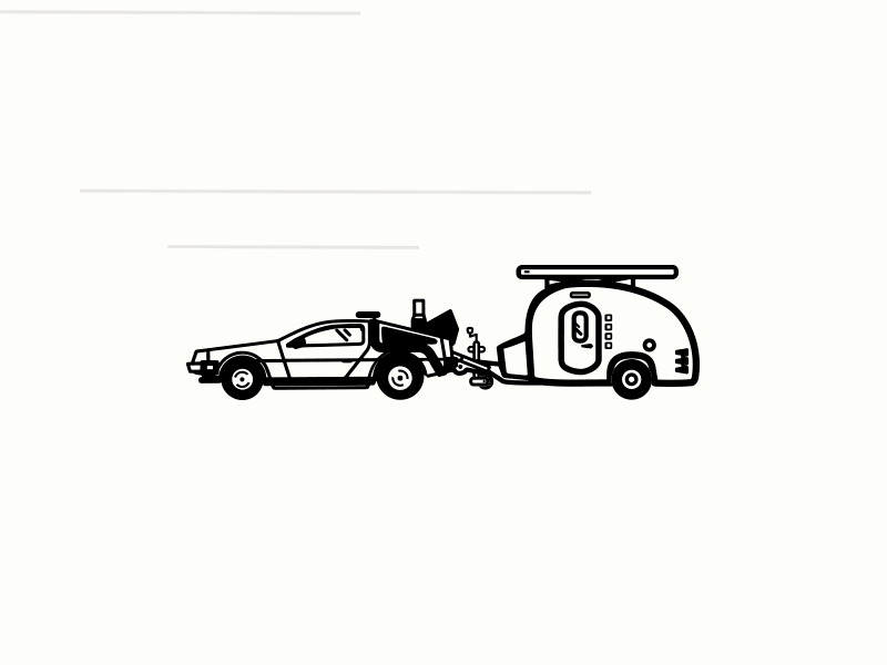 Back to the camping animation back to the future camper delorean gif illustration vector vector animation