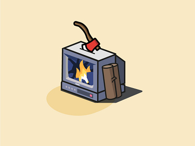 Best TV Show axe camper firecamp illustration retro tv vector wood