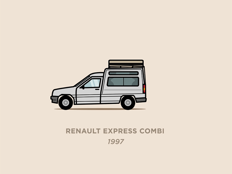 European campers: Renault Express Combi (1997) animation camping illustration renault renault express van van camper vector