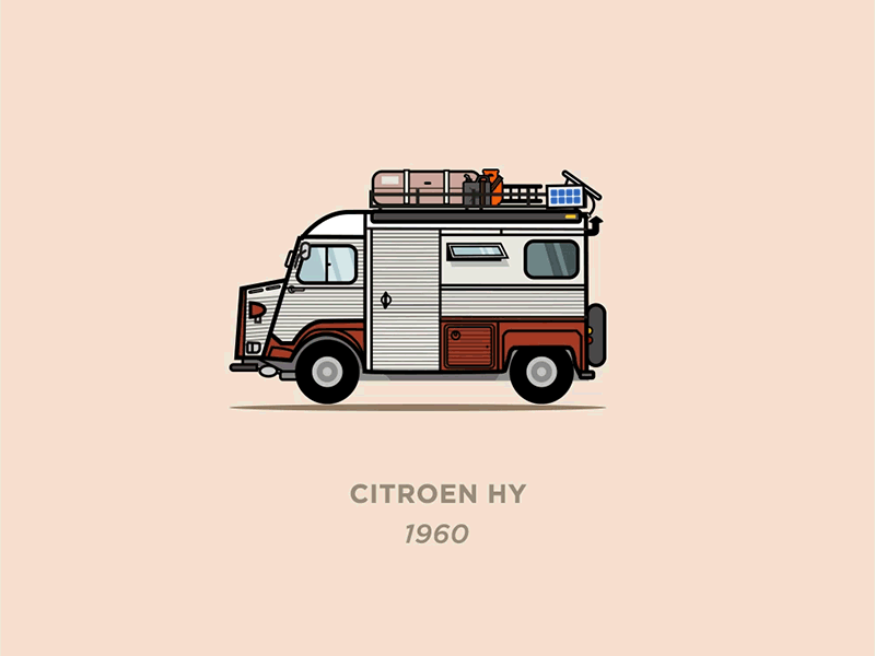 European Campers: Citroen HY (1960) animation citroen illustration retro van van camper vector