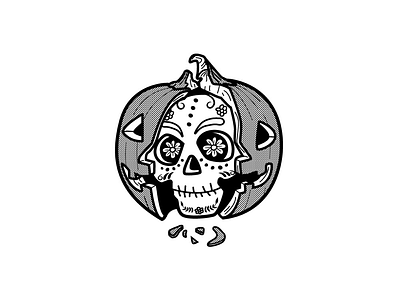 “One leads to the other” day of the dead dia de los muertos halloween illustration inktober inktober2019 pumpkin ripe skull