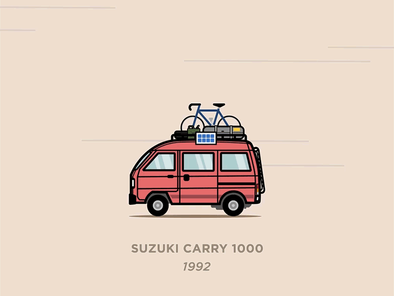 European Campers: Suzuki Carry animation camper camping illustration suzuki van van camper vector