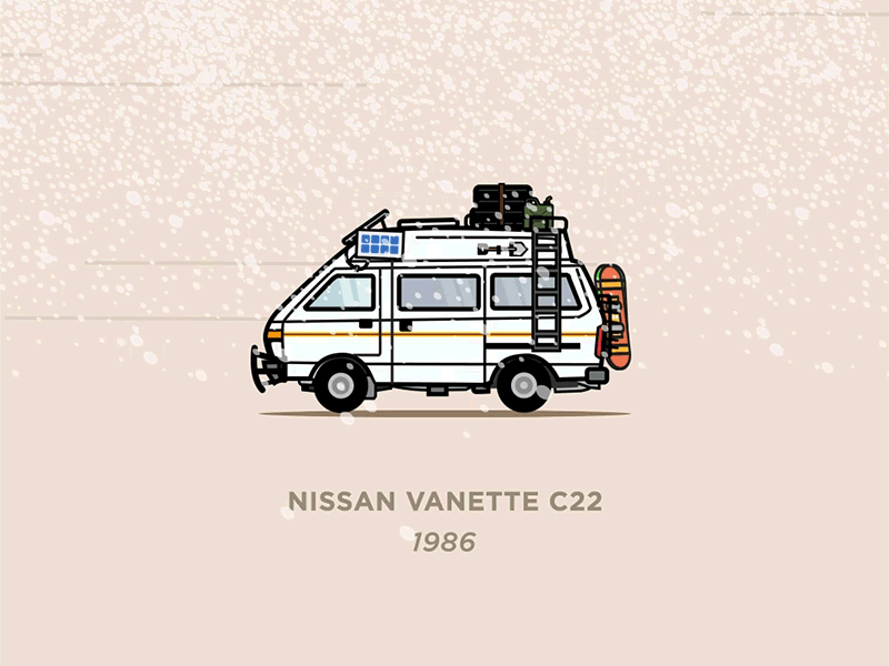 European Campers: Nissan Vanette animation camper camping illustration nissan van van camper