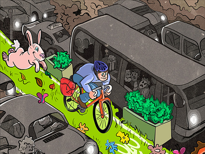 Bicycle Commute illustration illustrator photoshop vector