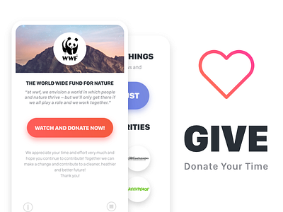 Give - Donate Your Time app charity donate ios shadows