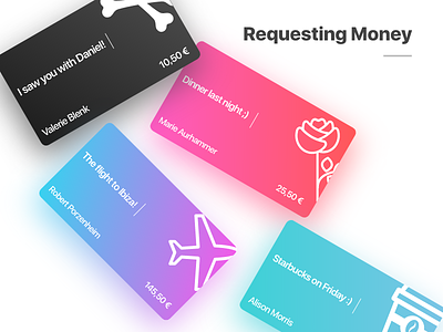 Requesting Money card gradient money request theme