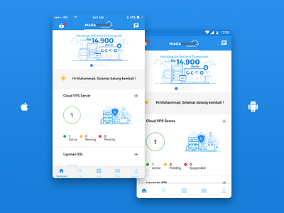 Dashboard - Hosting App clean dashboard empty hosting mobile niagahoster screen server state ui ux white