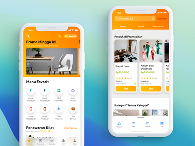 Ecommerce iOS App app clean ecommerce home ios material minimal orange search ui ux