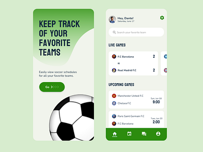 Soccer Schedule App design mobile app soccer ui