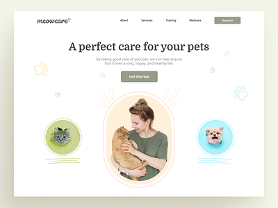 Pet Care-Landing Page bootstrap branding business website design devizee funnel grid home page illustration logo ui