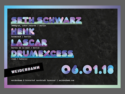 Flyer for a Techno Event in Hannover/Germany club flyer hannover music techno weidendamm