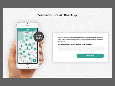 Vemedo OnePager app beta emobile emobility map mobile startup vemedo