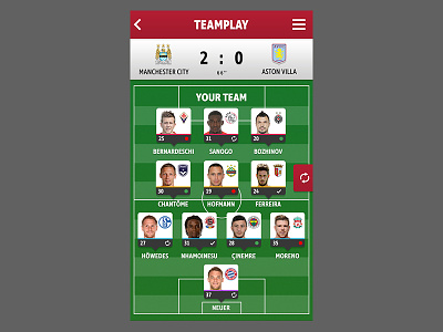 Foosio football game interactive manager mobile ui