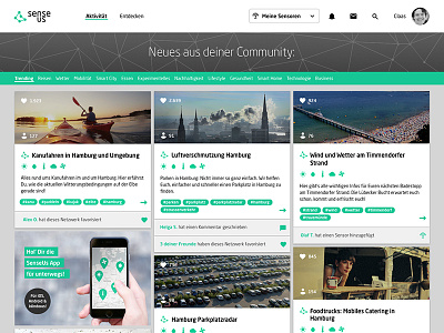 community platform for sensor sharing - startpage community interactiondesign iot platform social media ui webdesign