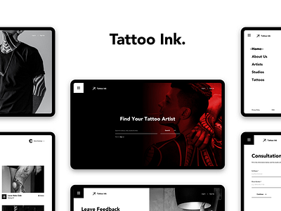 tattoo ink. design minimal tattoo ui ux web website