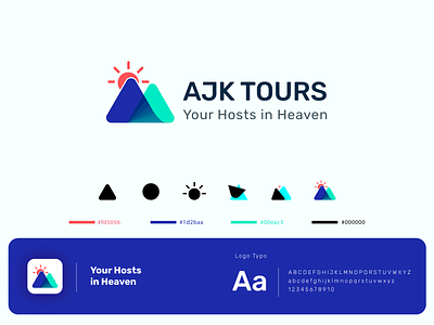 AJK Tours Logo Design branding clean creative creative design job logo mountain biking mountain logo mountains sun tourism tourist tourists vector