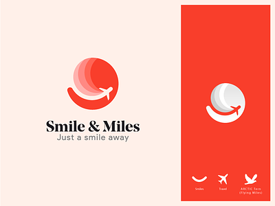 Smile & Miles Logo airplane logo branding creative design logo miles logo smile smiles logo smiley logo travel logo traveling vector