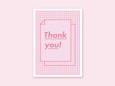 Thank You Card debut dots flat futura greeting card grid pattern pink thank you