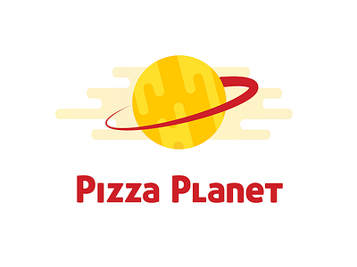 Pizza Planet Logo branding cheese identity logo orange pizza planet planet red ring space toy story yellow