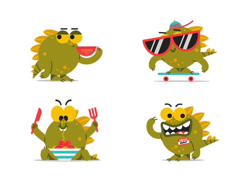 Lil' Destroyer character cute imessage ios monster stickers