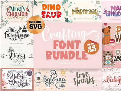 Crafty Fonts Bundle | SVG, DXF, OTF, ttf app branding design graphic design illustration logo typography ui ux vector