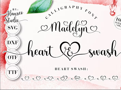 Madelyn Heart Font, Cursive Font | SVG, DXF, OTF, ttf app branding design graphic design illustration logo typography ui ux vector