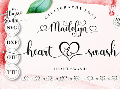 Madelyn Heart Font, Cursive Font | SVG, DXF, OTF, ttf