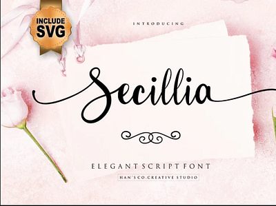 Secillia Font, Script Cursive Font | SVG, DXF, OTF, ttf app branding design graphic design illustration logo typography ui ux vector