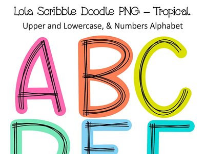 Scribble Tropical Doodle Letters PNG Bundle app branding design graphic design illustration logo typography ui ux vector