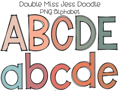 Double Line Doodle Letters Alphabet PNG Bundle app branding design graphic design illustration logo typography ui ux vector
