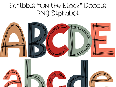 Block Letters Scribble Fall Boho Doodle Alphabet PNG