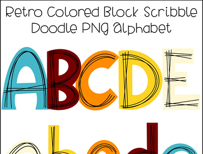 Block Letters Scribble Retro Doodle Alphabet PNG app branding design graphic design illustration logo typography ui ux vector