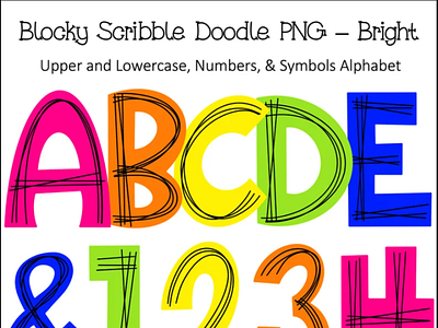 Block Letters Scribble Bright Colors Alphabet PNG app branding design graphic design illustration logo typography ui ux vector