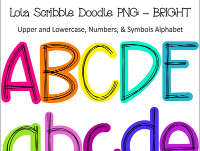 Scribble Bright Neon Colors Doodle Letters PNG app branding design graphic design illustration logo typography ui ux vector