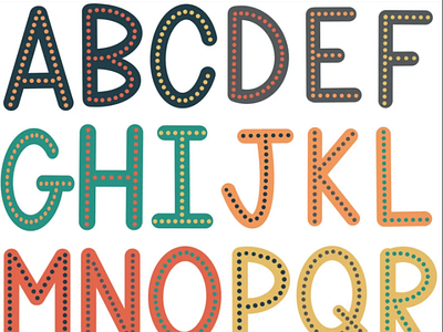 Dotted Bubble Doodle Letters Alphabet PNG