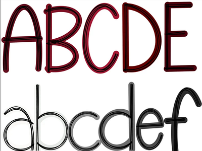 Maroon and Gray Scribble Doodle Alphabet PNG