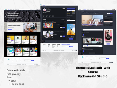 Web Course Dark Theme (Black suit) app branding graphic design ui web course