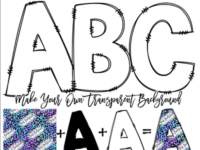 Transparent Doodle Letters with Solid Fill & Outline