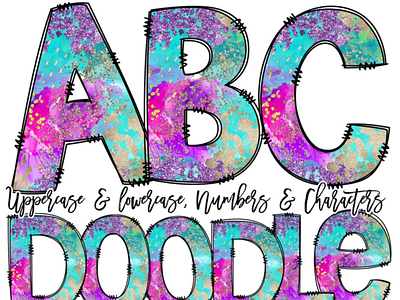 Doodle Font Ink Neon Doodle Letters PNG