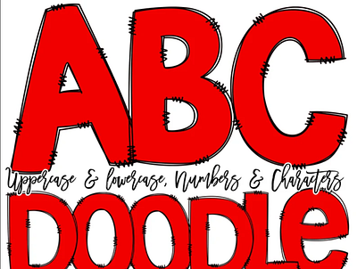 Bright Red Hand Drawn Doodle Alphabet Pack app branding design graphic design illustration logo typography ui ux vector