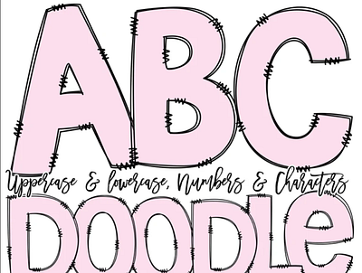 Pastel Pink Hand Drawn Doodle Alphabet Pack app branding design graphic design illustration logo typography ui ux vector